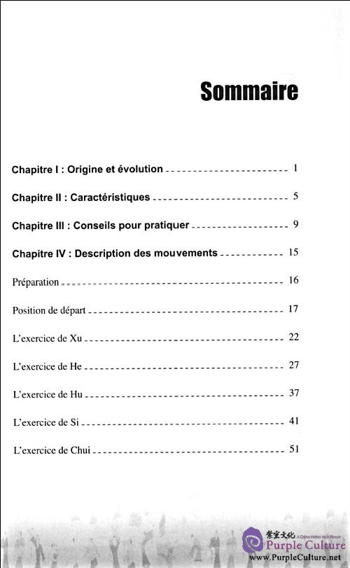 Table of contents: Le qigong pour la santé: Liu Zi Jue(DVD inclus) (ISBN:9787119056791)