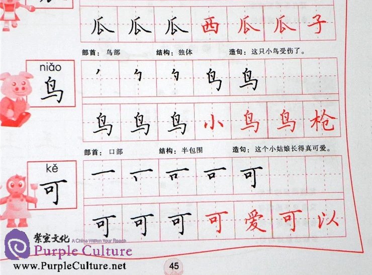 Sample pages of Chinese Character Practice Tracing Book (ISBN:9787313069368)
