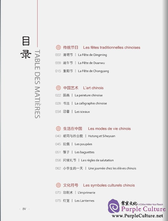 Table of contents: À la découverte de LA CULTURE CHINOISE II (ISBN:9787561936818)