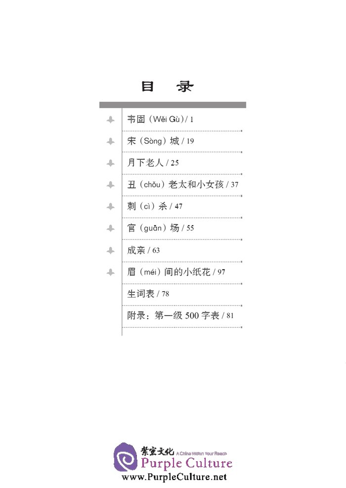 Table of contents: Graded Readers for Chinese Language Learners (Folktales): The Old Man under the Moon (ISBN:9787561940228)