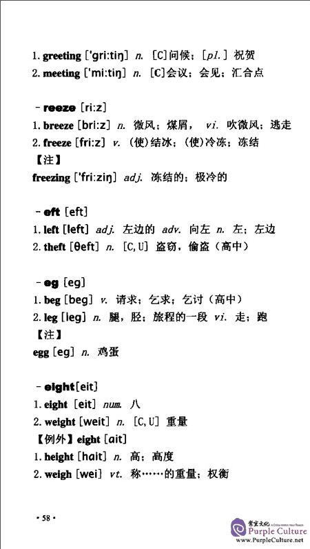 Sample pages of An English-Chinese Dictionary for Learning by Form and Rhyme (Elementary and Intermediate Level) (ISBN:9787564923648)