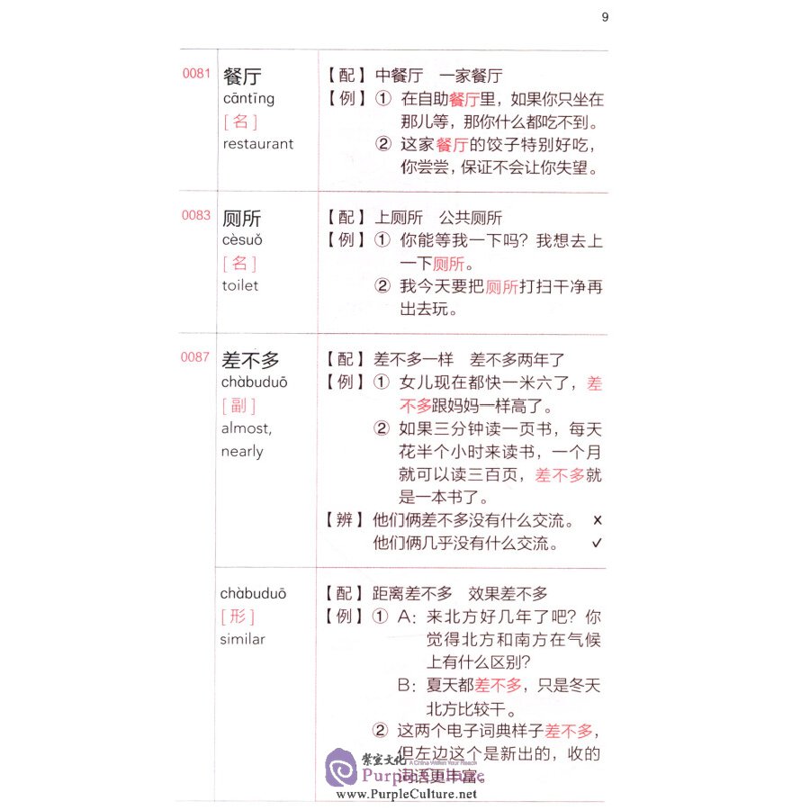 Sample pages of HSK Test Syllabus: HSK Vocabulary Handbook (Level 4) (ISBN:9787513596473)