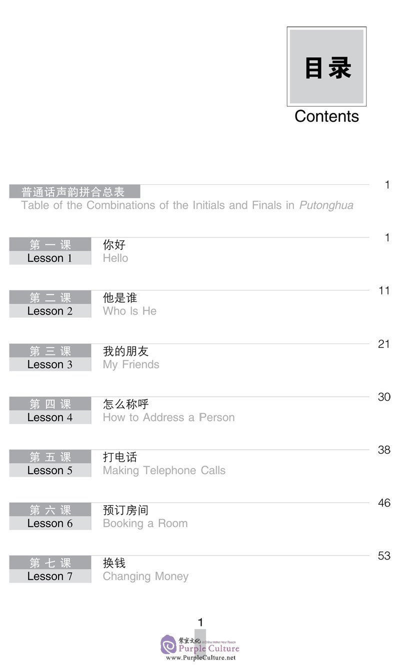 Table of contents: Business Chinese Conversation vol.1 [Elementary] - Textbook with 1CD (2007 Revised Edition) (ISBN:9787561919194)