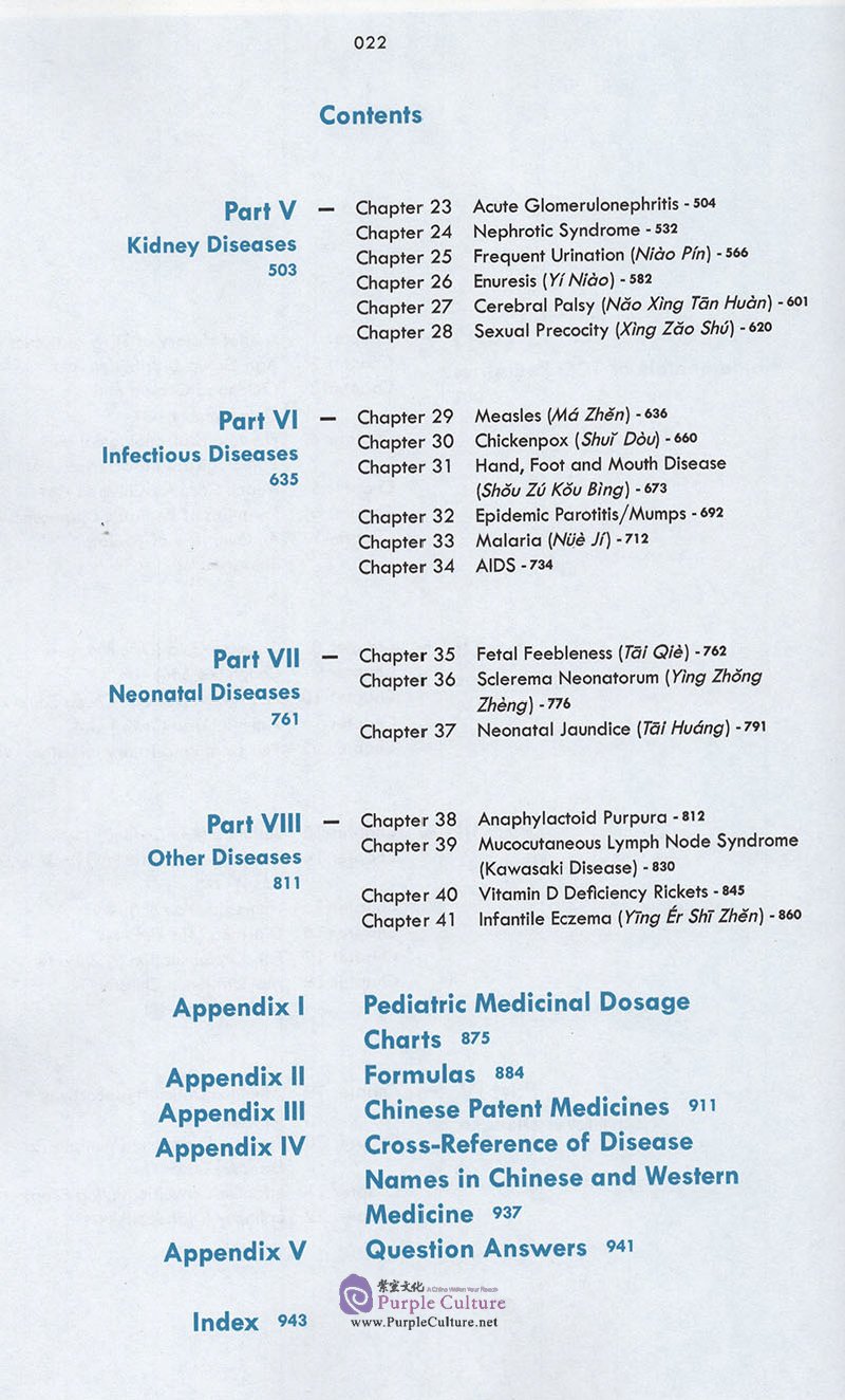 Table of contents: International Standard Library of Chinese Medicine (2nd Edition): Pediatrics in Chinese Medicine (with DVD) (ISBN:9787117286428)