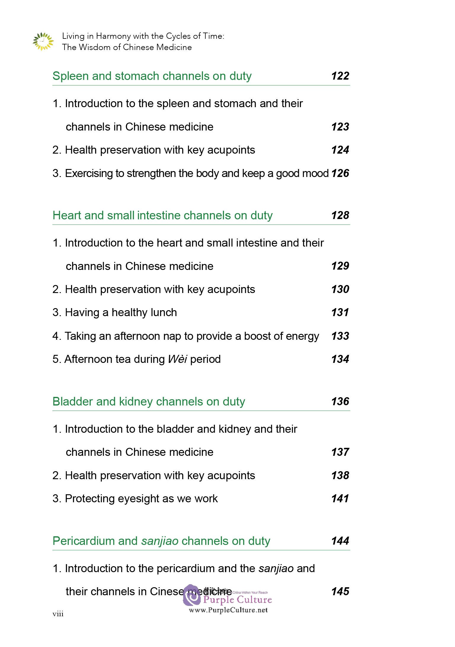 Table of contents: Living in Harmony with the Cycle of Time: The Wisdom of Chinese Medicine (ISBN:9787515219608)