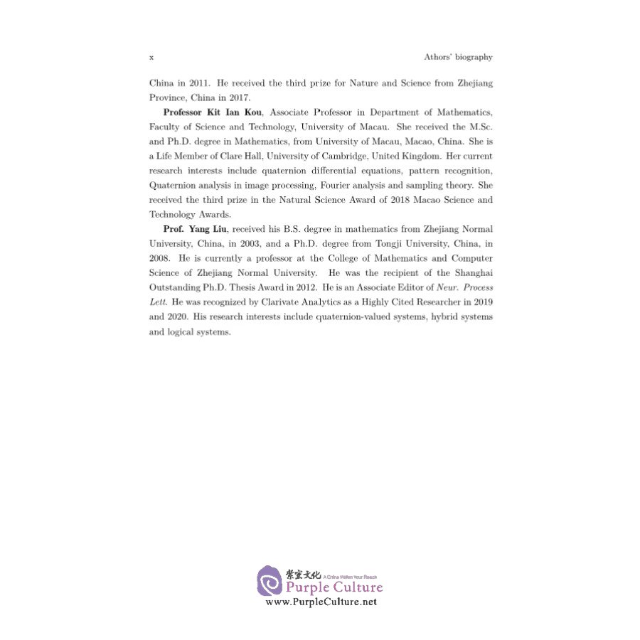 Sample pages of Theory and Applications of Quaternion-valued Differential Equations (ISBN:9787030690562)
