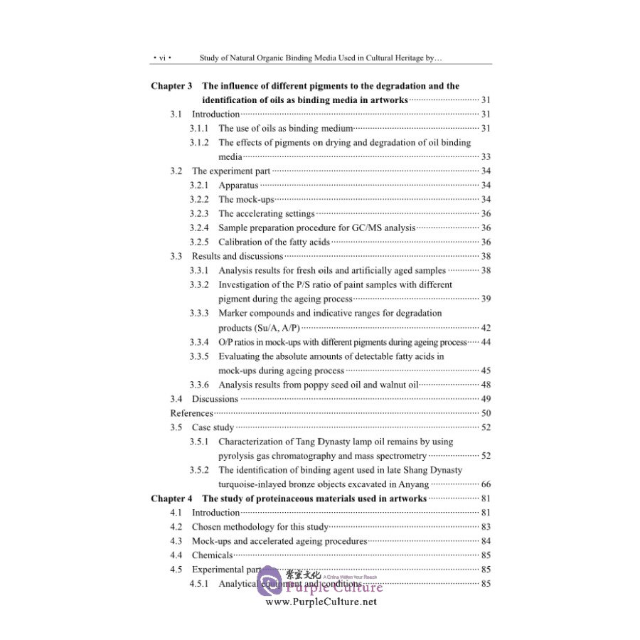 Sample pages of Study of Natural Organic Binding Media Used in Cultural Heritage by Gas Chromatography / Mass Spectrometry (ISBN:9787030671554)