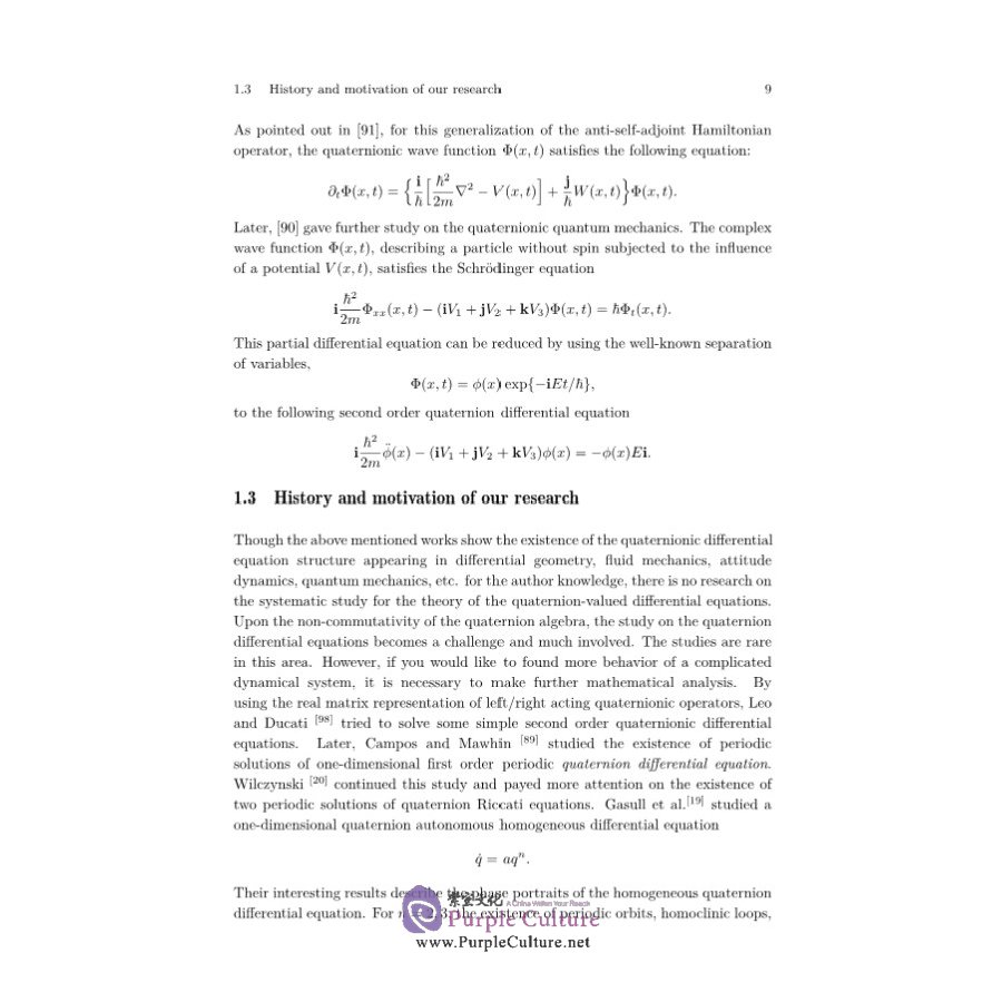 Sample pages of Theory and Applications of Quaternion-valued Differential Equations (ISBN:9787030690562)