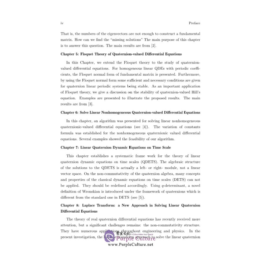 Sample pages of Theory and Applications of Quaternion-valued Differential Equations (ISBN:9787030690562)