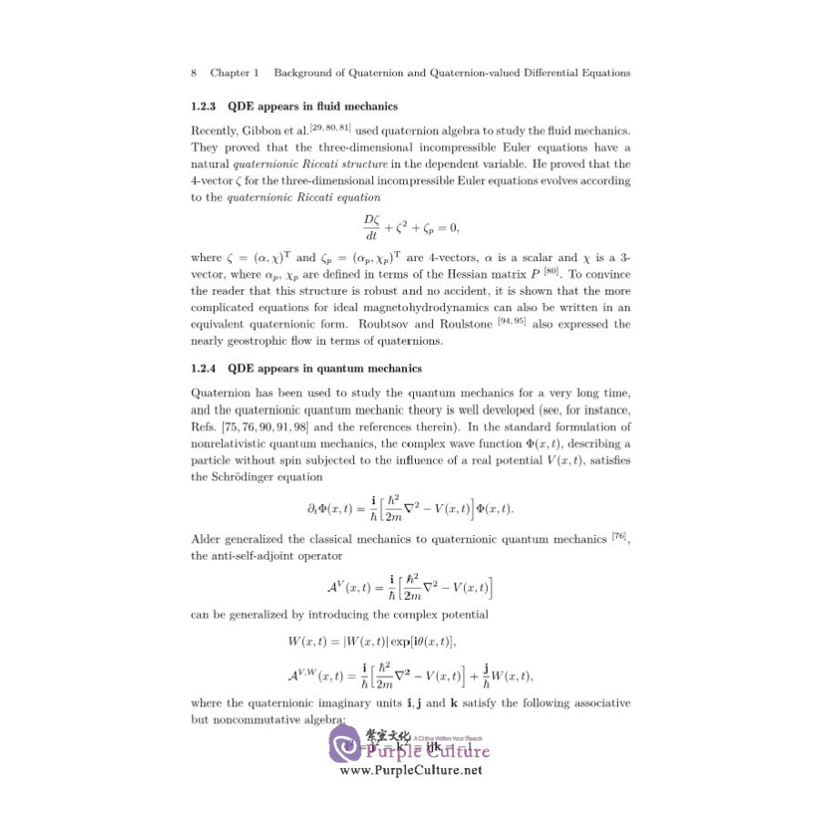 Sample pages of Theory and Applications of Quaternion-valued Differential Equations (ISBN:9787030690562)