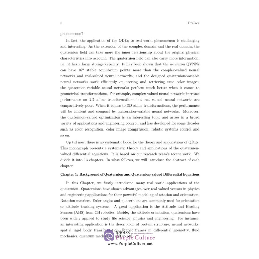 Sample pages of Theory and Applications of Quaternion-valued Differential Equations (ISBN:9787030690562)
