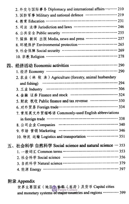 Table of contents: Chinese-English Dictionary of Classified Terms (2nd Edition) (ISBN:9787100186872)