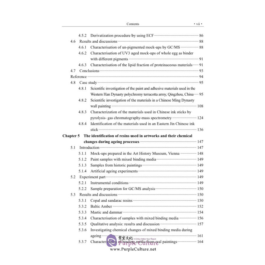 Sample pages of Study of Natural Organic Binding Media Used in Cultural Heritage by Gas Chromatography / Mass Spectrometry (ISBN:9787030671554)