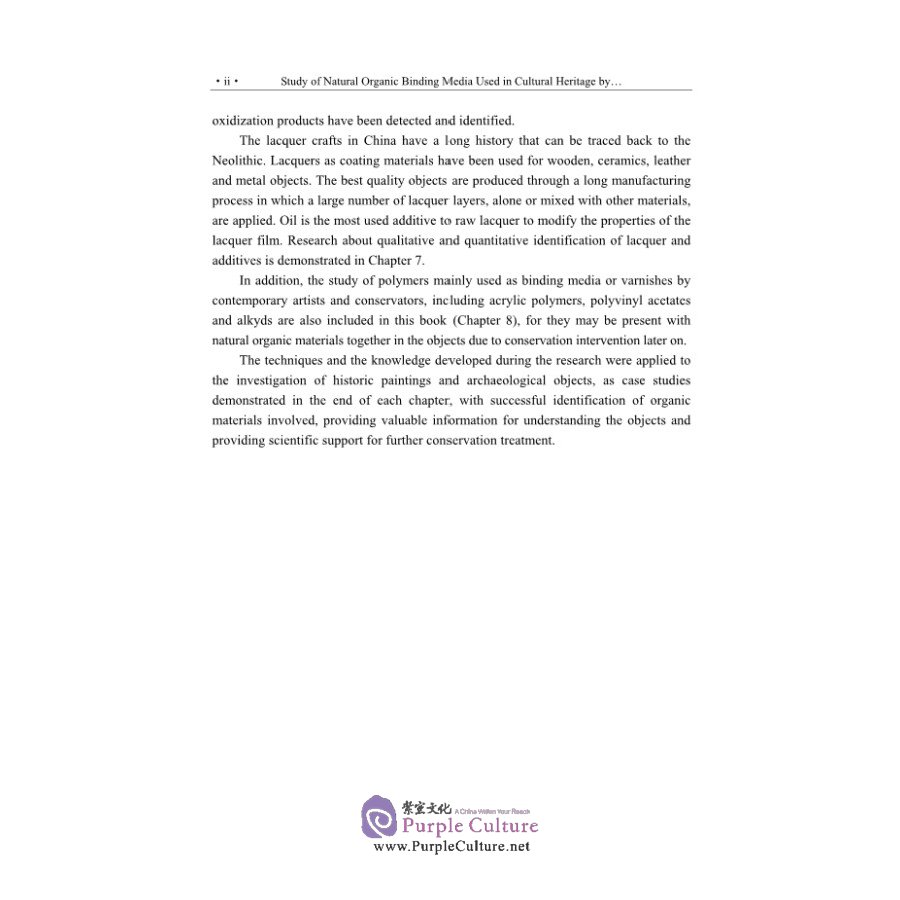 Sample pages of Study of Natural Organic Binding Media Used in Cultural Heritage by Gas Chromatography / Mass Spectrometry (ISBN:9787030671554)