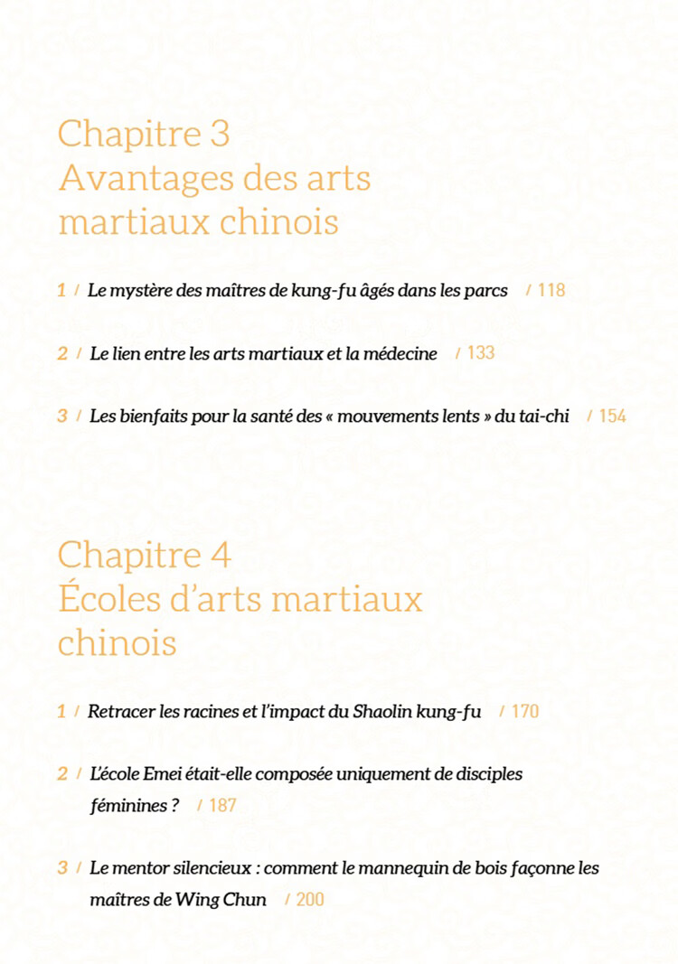 Table of contents: Arts Martiaux Chinois - légende et réalité (ISBN:9787513828512)