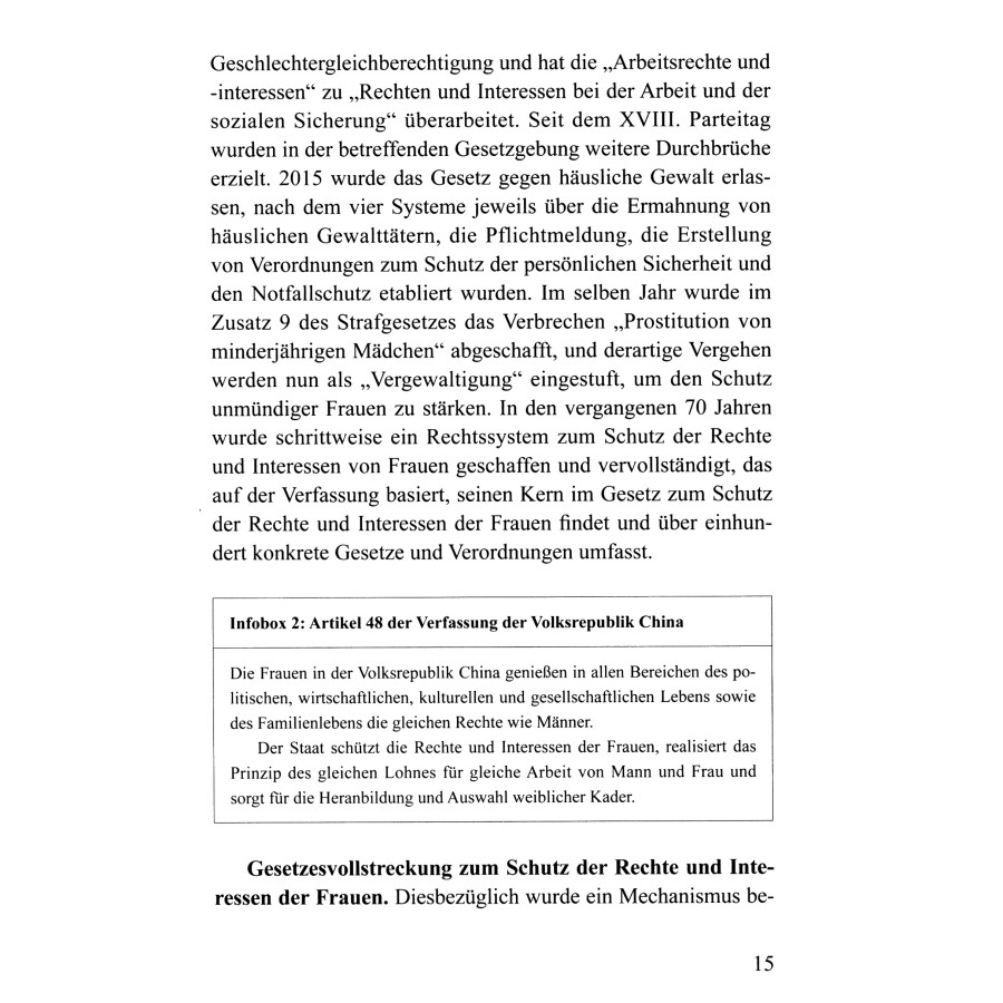 Sample pages of Gleichberechtigung, Entwicklung und gemeinsame Teihabe: 70 Jahre Fortschritte in der Entwicklung der Frauen in China (ISBN:9787119121925)