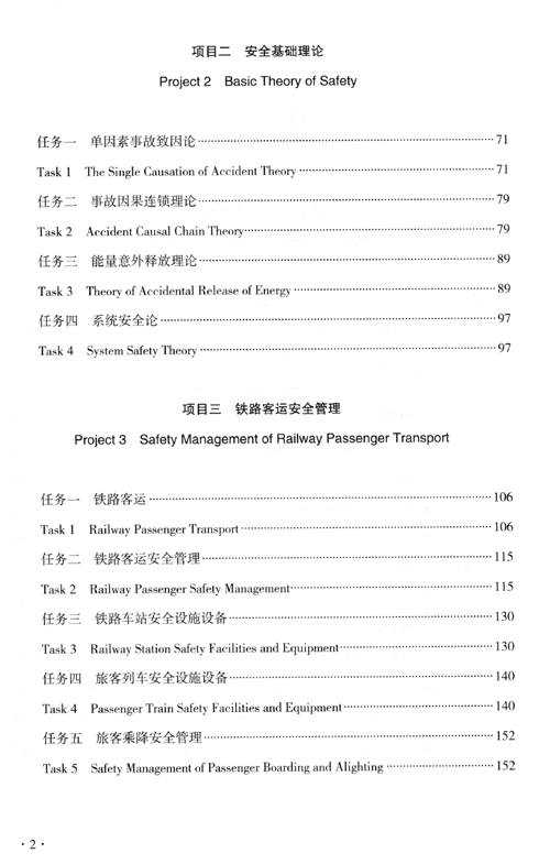 Table of contents: Chinese-English High Speed Railway Operation Management Coursebook - High Speed Railway Passenger Transport Safety and Emergency (ISBN:9787222201101)