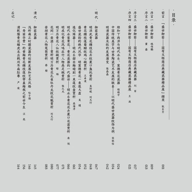 Table of contents: Imperial Kiln of the Golden Age: Porcelain from the State-Owned Cultural Relics Store (ISBN:9787574116252)