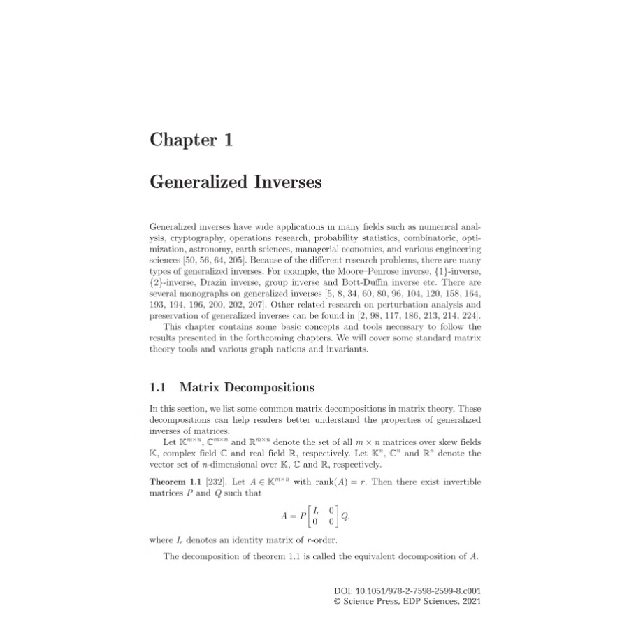 Sample pages of Sign Pattern for Generalized Inverses (ISBN:9787030685681)
