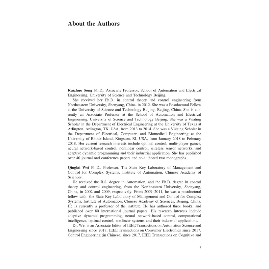 Sample pages of Adaptive Dynamic Programming: Single and Multiple Controllers (ISBN:9787030605276)