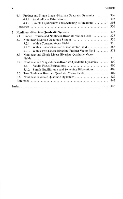 Table of contents: Two-Dimensional Quadratic Nonlinear Systems Bivariate Vector Fields (ISBN:9787040602111)
