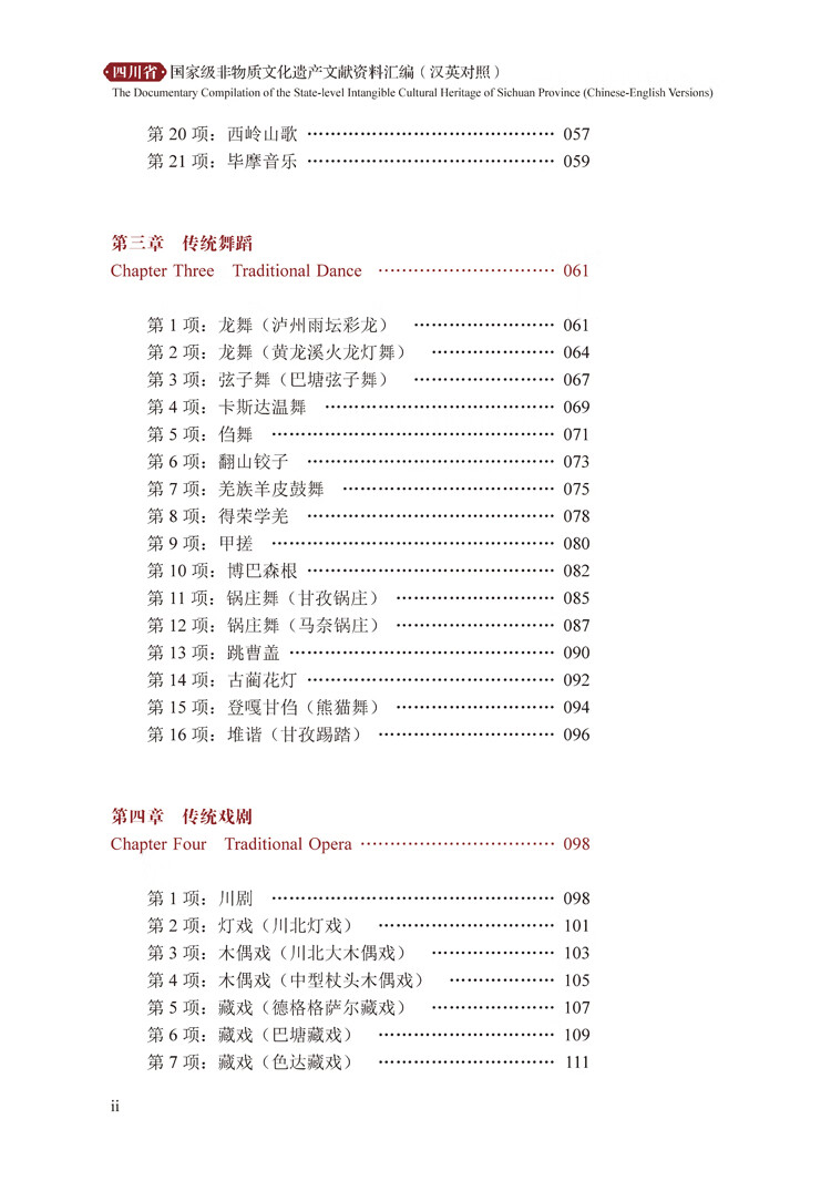 Table of contents: The Documentary Compilation of the State-Level Intangible Cultural Heritage of Sichuan Province (ISBN:9787569072686)