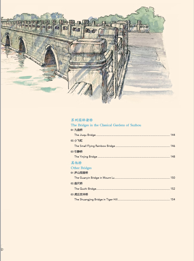 Table of contents: Hand-Drawn Classic Travel Landmarks: Ancient Chinese Bridges (ISBN:9787514620672)