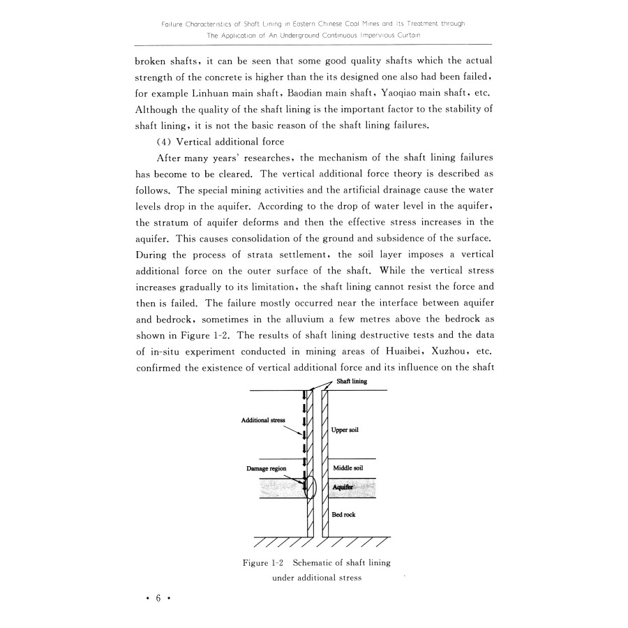Sample pages of Failure Characteristics of Shaft Lining in Eastern Chinese Coal Mines and Ist Treatment through The Application of An Underground Continuous Impervious Curtain (ISBN:9787564637606)