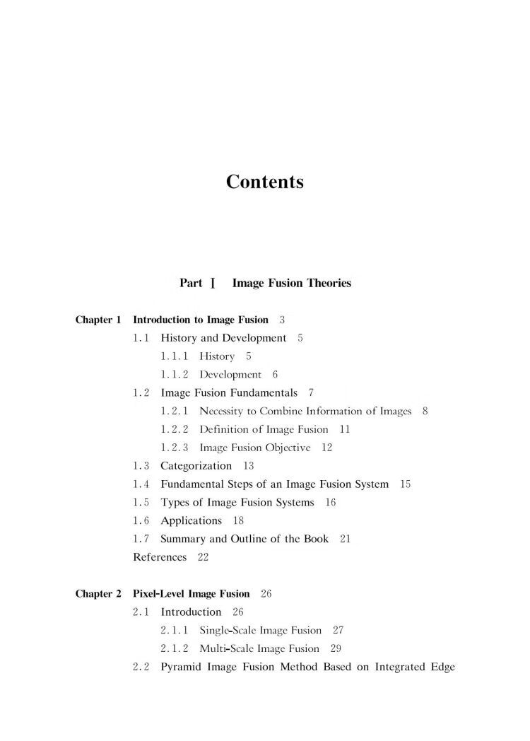 Table of contents: Image Fusion (ISBN:9787313241320)