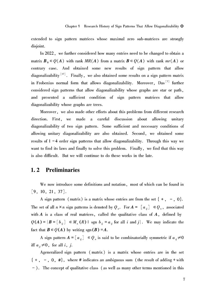 Sample pages of The Recent Research of Sign Pattern That Allows Diagonalizability (ISBN:9787569063226)