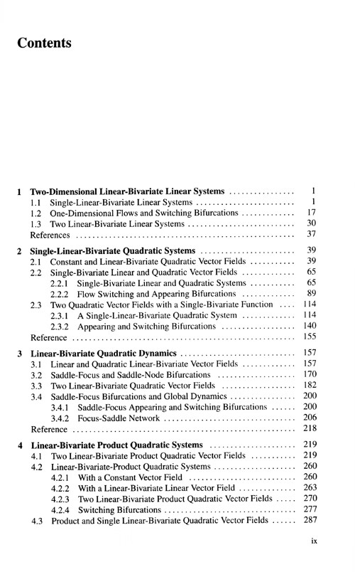 Table of contents: Two-Dimensional Quadratic Nonlinear Systems Bivariate Vector Fields (ISBN:9787040602111)