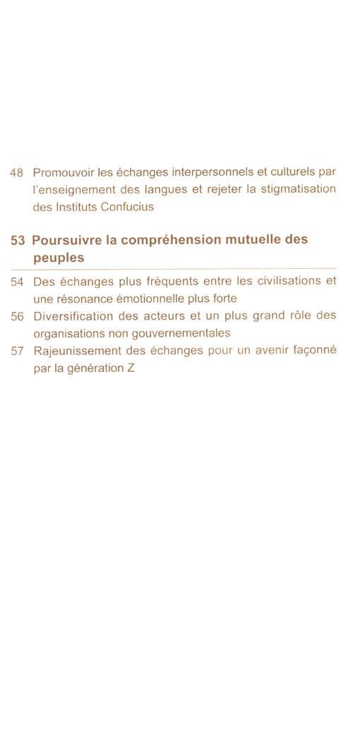 Table of contents: Dix ans de l’initiative La Ceinture et la Route: Compréhension mutuelle des peuples (ISBN:9787119135953)