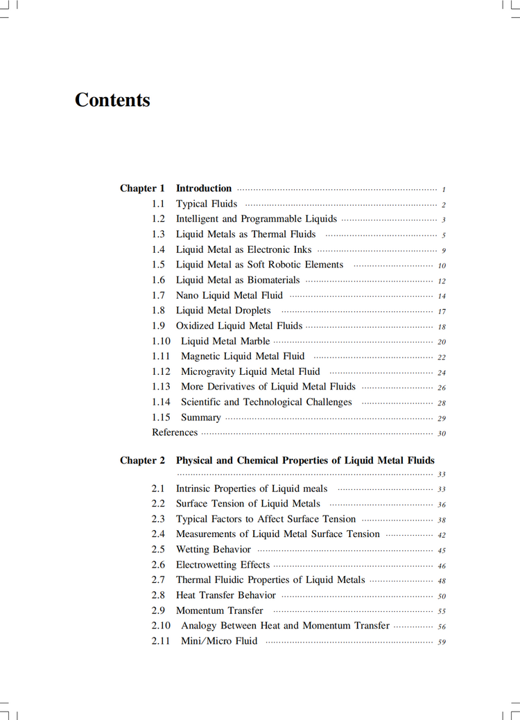 Table of contents: Fluid Physics of Liquid Metals (ISBN:9787547869802)