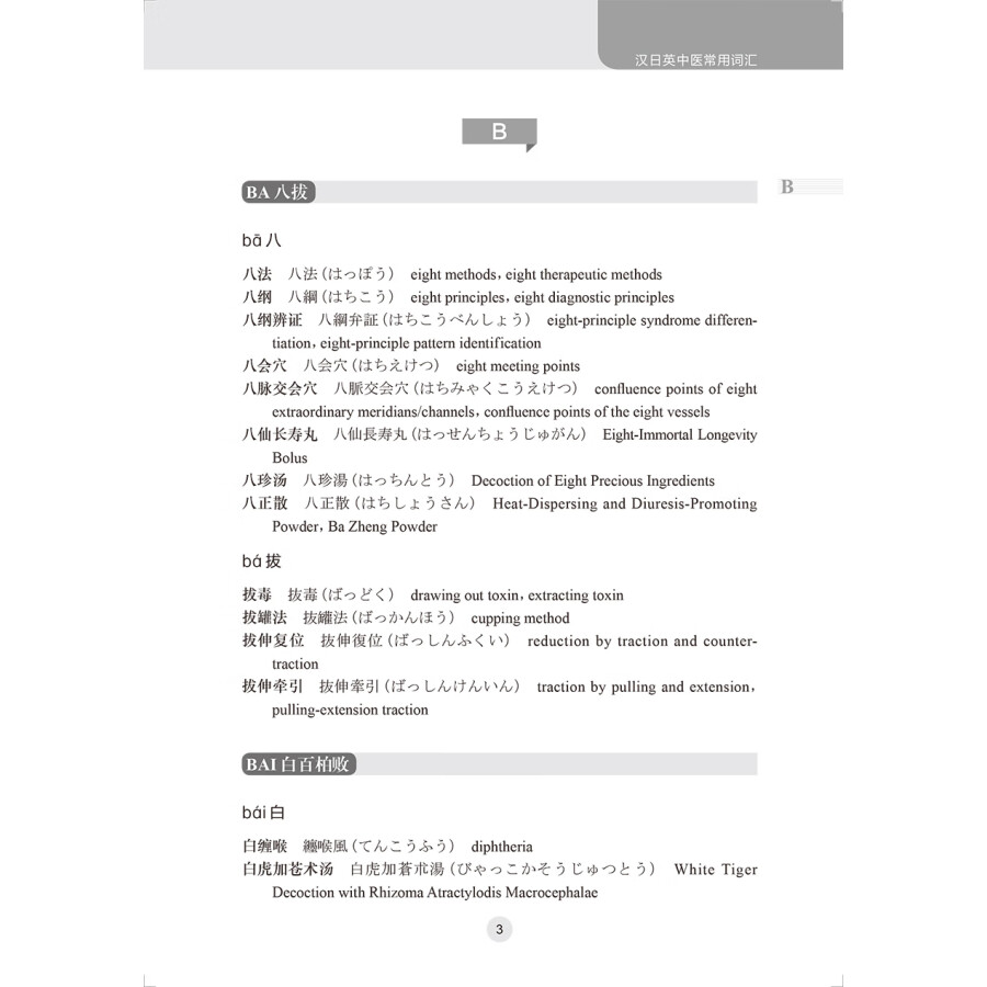 Sample pages of Practical Chinese-Japanese-English dictionary of traditional Chinese medicine (ISBN:9787117339285)