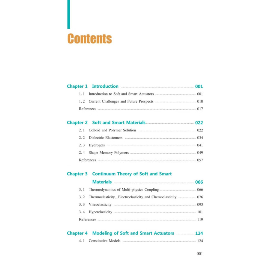 Table of contents: Frontiers in Soft Robotics: Mechanics of Soft and Smart Actuators (ISBN:9787313309839)
