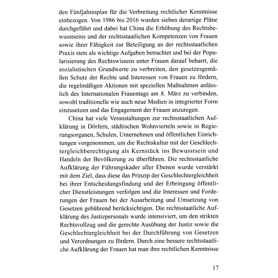 Sample pages of Gleichberechtigung, Entwicklung und gemeinsame Teihabe: 70 Jahre Fortschritte in der Entwicklung der Frauen in China (ISBN:9787119121925)
