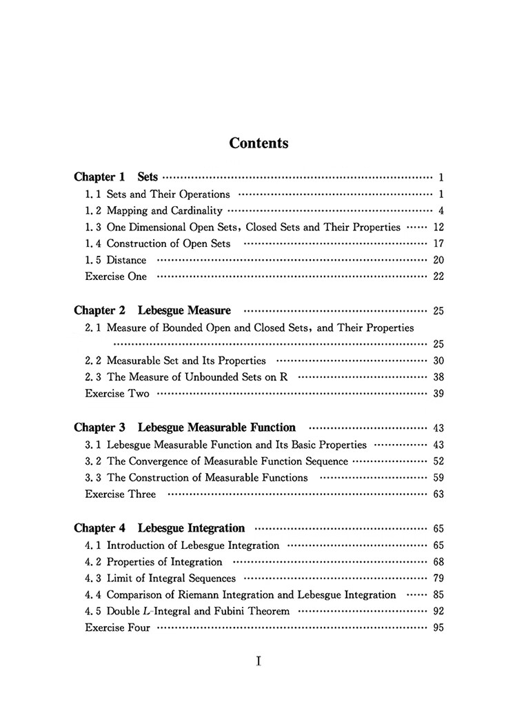 Table of contents: Real Variable Functions (ISBN:9787566427007)