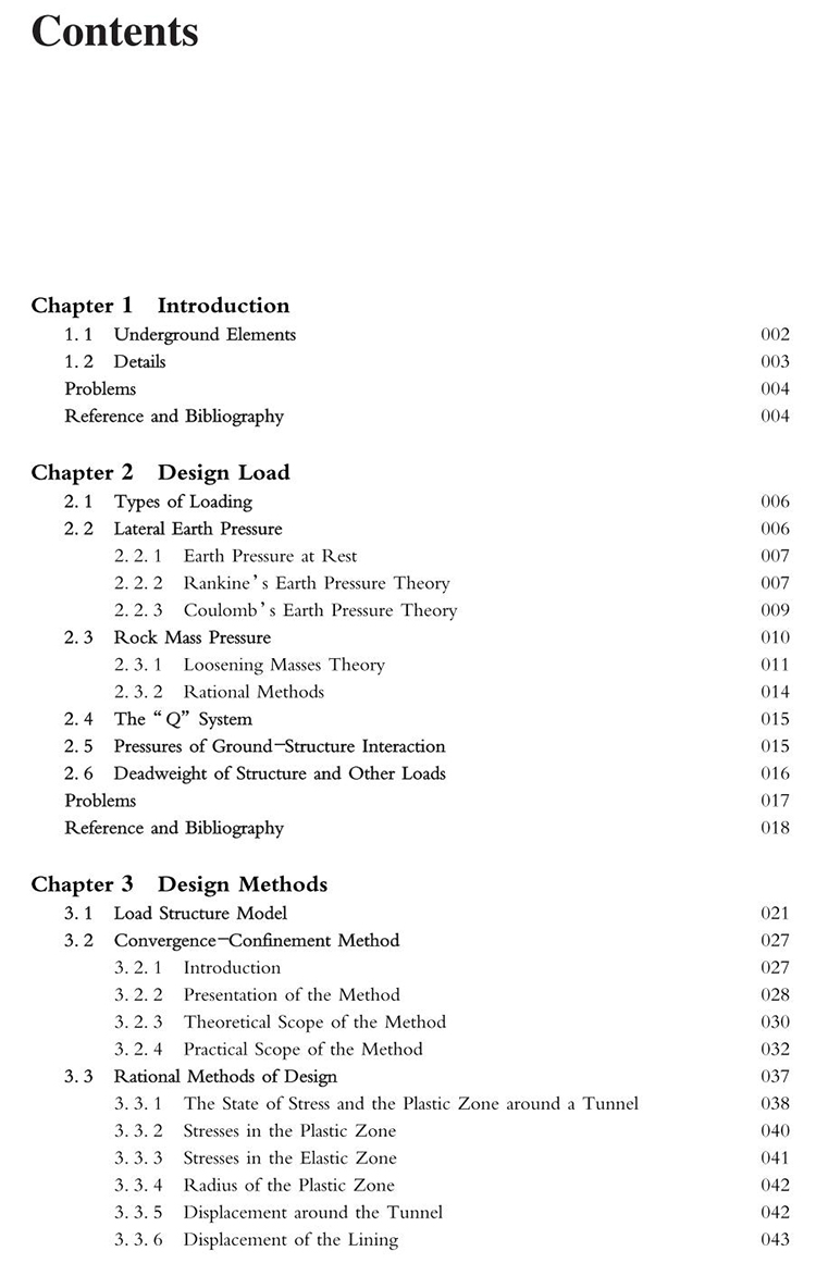 Table of contents: Underground Structures (ISBN:9787112266371)