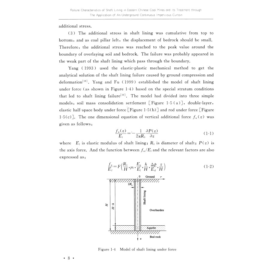 Sample pages of Failure Characteristics of Shaft Lining in Eastern Chinese Coal Mines and Ist Treatment through The Application of An Underground Continuous Impervious Curtain (ISBN:9787564637606)