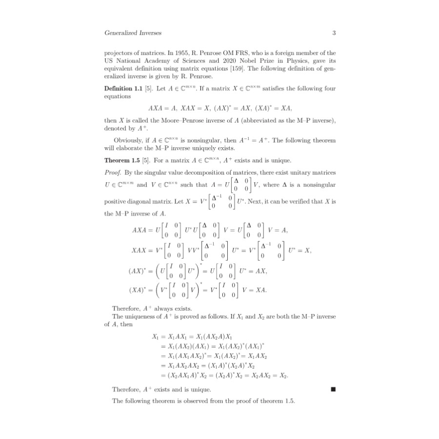 Sample pages of Sign Pattern for Generalized Inverses (ISBN:9787030685681)