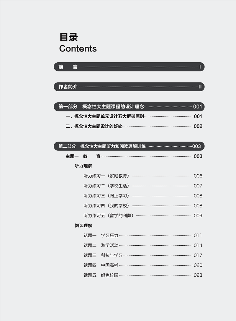 Table of contents: IBDP-Mandarin ab initio Listening and Reading (ISBN:9787513824255)