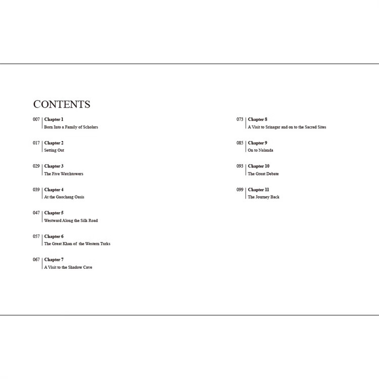 Table of contents: Xuanzang: The Monk Who Walked to India (ISBN:9787508553818)