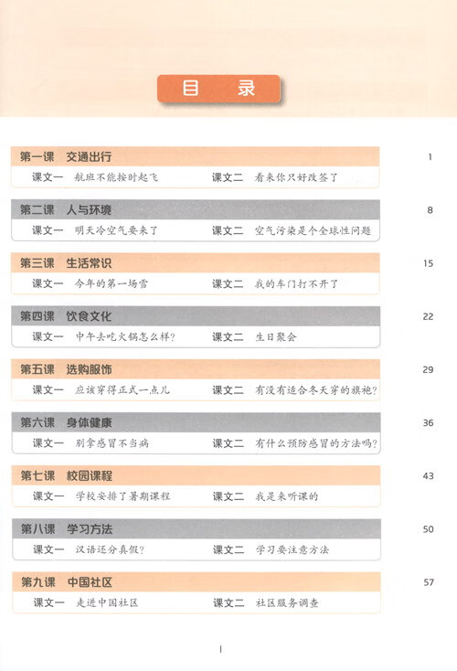 Table of contents: Intensive Chinese for Pre-University Students Listening 4 (ISBN:9787561955994)