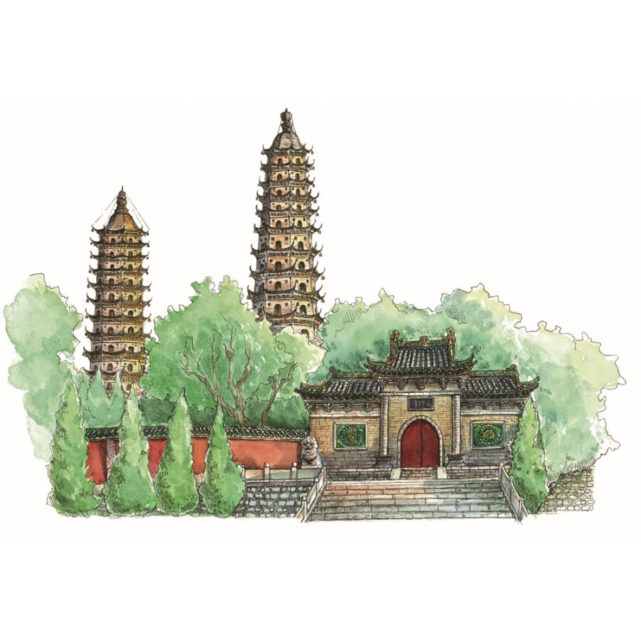 Sample pages of Hand-Drawn Classic Travel Landmarks: Ancient Chinese Temples (ISBN:9787514620689)