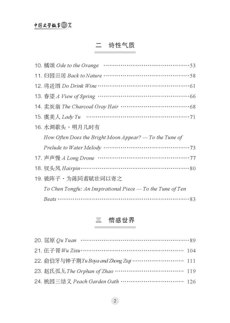 Table of contents: Eighty Chinese Literary Stories (ISBN:9787549639663)