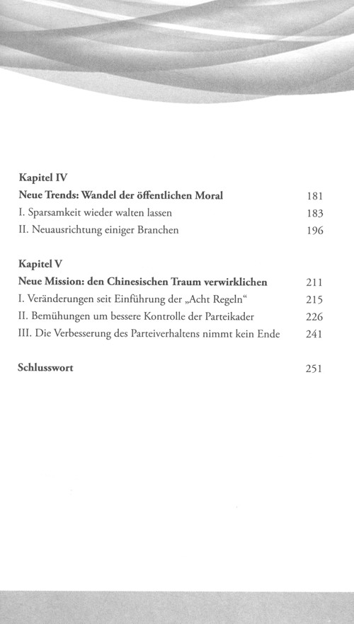 Table of contents: Die “Acht Regeln” verändern China (ISBN:9787119119229)