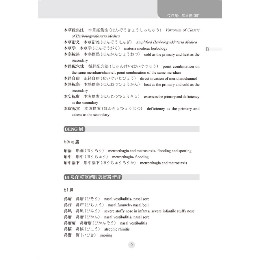Sample pages of Practical Chinese-Japanese-English dictionary of traditional Chinese medicine (ISBN:9787117339285)