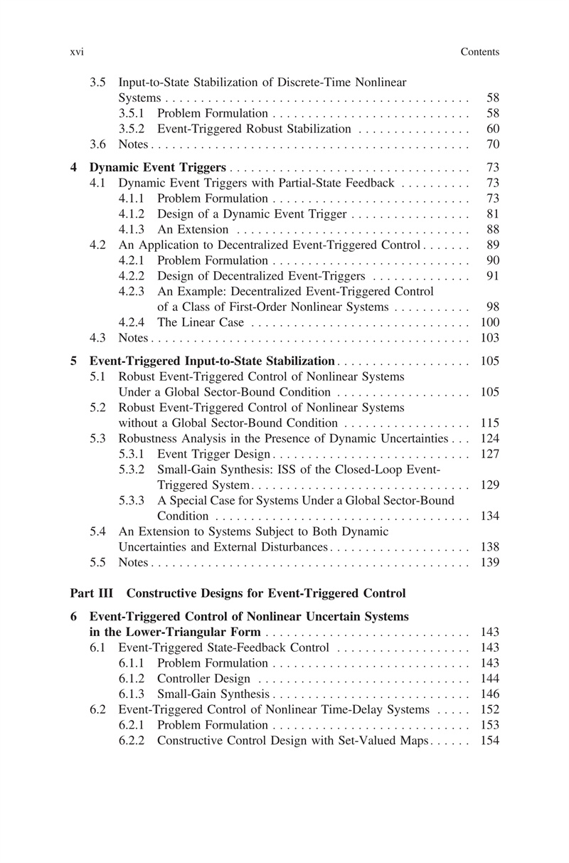 Table of contents: Robust Event Triggered Control of Nonlinear Systems (ISBN:9787568061926)