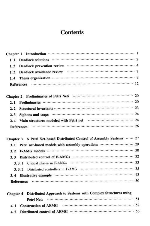 Table of contents: Deadlock Resolution in Intelligent Manufacturing Systems with Complex Structure (ISBN:9787502498078)