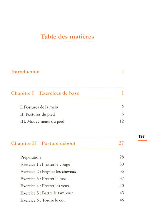 Table of contents: Exercices Imperiaux pour la sante (ISBN:9787119139661)